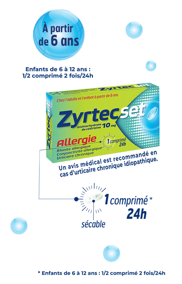boîte de médicament Zyrtecset, anti-allergique